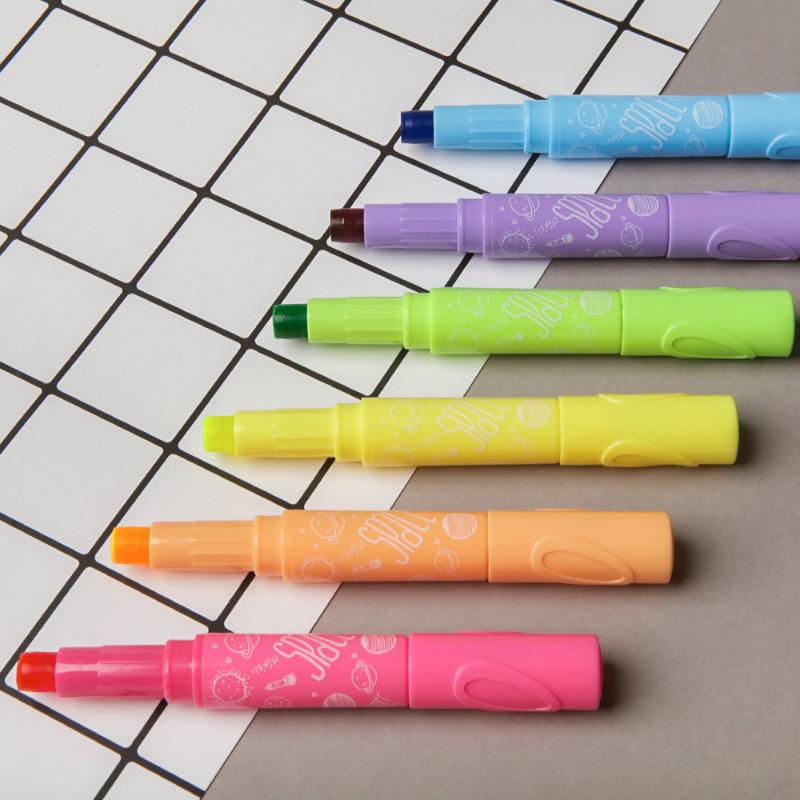 형광펜 Chosch CS-8127 젤 스틱 형광펜 세트, 안전한 솔리드 하이 플레이터 마커, 모듬 된 색상, 6 컬러 팩, 학습 키트, 6 카운트