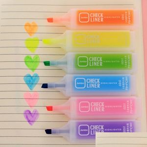 Surligneurs Colorf Stylo Fluorescent Mode Oblique Stylos Aquarelle Kawaii Marqueur Peinture Papeterie Fournitures D'écriture Drop Delivery Dhkrh