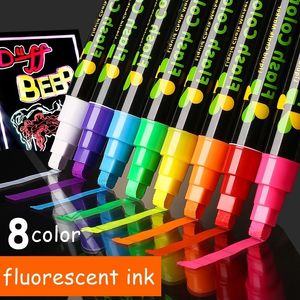 Surligneurs Haile 8Color 36mm Liquid Chalk Effaçable Surligneur Fluorescent Marker Pen Pour Tableau Blanc Graffiti LED Publicité Chalkboard 230428