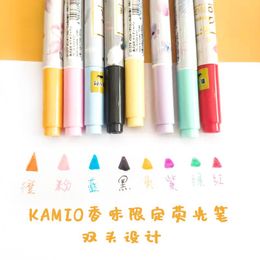 Surligneurs Kamio Parfum Couleur Limitée Surligneur à deux extrémités Peint à la main Illustrator Coloration Ledger DIY Marqueurs
