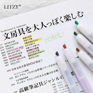 Highlighters Litzy 1pcs Creative Press Highlighter Pens Journal Journal de papeterie japonaise pour fournitures scolaires Marqueurs fluorescents Pen J230302