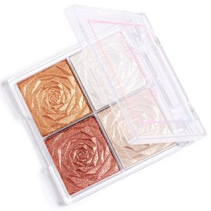 Highlighters maken eyeshadow 4 kleuren glitter gezicht contour licht make -up glinsterende glans verlicht hoog licht cosmetisch cmaduu