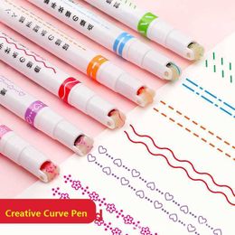 Surligneurs Zoecor Kawaii Manuel Marqueur Fleurs En Forme De Ligne Surligneur Stylo Roller Pointe Courbe Doublure Journalisation Dessin Créatif Papeterie J230302