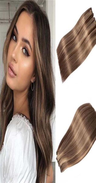 Faits saillants tissage de cheveux humains couleur piano 4 mélangé avec 27 extensions de trame péruvienne vierge Slik Straight Bundles25765122048