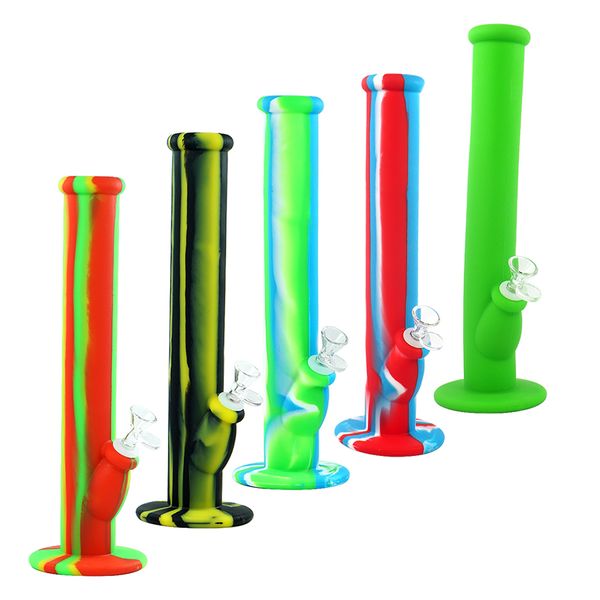 Hookahs 355mm YHS Tubo de silicona de alta calidad Dab Rig Hookah Bongs con recipiente de vidrio Tubos de agua