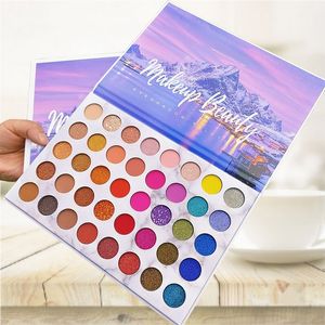 Palette d'ombres à paupières colorées hautement pigmentées Cosmétiques 40 couleurs Étanche Longue durée Mat Shimmer Poudre pressée pour les yeux Maquillage Palette d'ombres à paupières