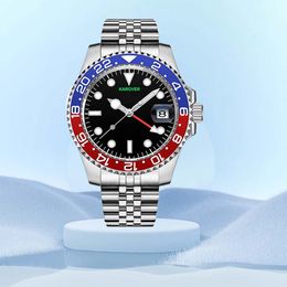 Zeer kwaliteit heren designer riemen horloge saffierglas waterdicht horloge Trendy herenmode stijlen automatisch mechanisch horloge met doos roestvrijstalen horloges