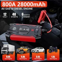 Highpower 28000mAh Banque électrique Saut de départ de la voiture de démarrage Chargeur de voiture 12V 800A Dispositif de démarrage Esselc diesel Car Booster d'urgence