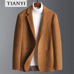 Costume en cachemire de haute qualité pour hommes, loisirs, automne et hiver, laine épaisse, tendance, petite veste en laine Slim, 240125