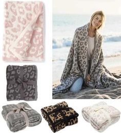 Couverture en laine en peluche confortable de haute qualité pour enfants, couverture douce tricotée léopard, pieds nus, pour la maison, 2110197783418