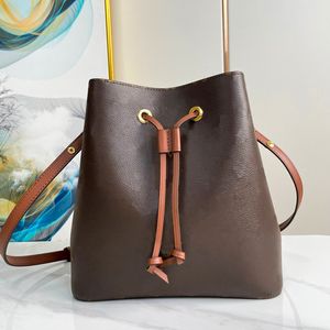 Diseñadores de alta calidad Bolsa NEONOE Bolsa de cubo Bolsas de hombro Monederos de flores Mujeres Tote Marca Carta Bolsos de cuero genuino Bolso cruzado