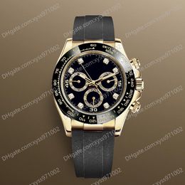 High Quality Men's Watch 2813 Automatische mechanische M116518LN-0078 Horloges 40 mm Zwarte diamanten wijzerplaat No Chronograph M116518 Ceramic Bezel Rubberen Riem polshorloge