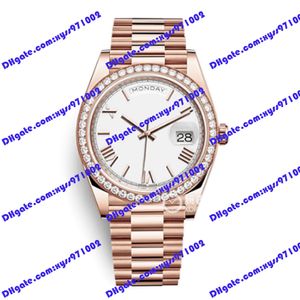 Montre pour homme de haute qualité 2813 montre mécanique automatique 228345RBR 40mm cadran blanc rome bague en diamant or rose montre-bracelet en acier inoxydable affichage du calendrier montres