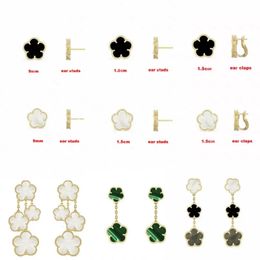 Boucles d'oreilles et Clips d'oreille pour femmes, gemme naturelle de haute qualité, argent 925, fleur à quatre feuilles, haut de gamme exquis, 240109
