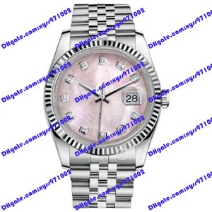 Montre de haute qualité 2813 montre mécanique automatique 36mm cadran fritillaire rose 116234 montre de luxe pour femme bracelet en acier inoxydable 316L verre saphir montres en diamant