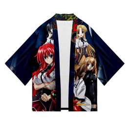 Highschool DxD Hyoudou Issei Rias Gremory Azië Argento 3D Zomer Vrouwen Mannen Driekwart Mouw Blouse Streetwear Stijl Kimono Eth196a