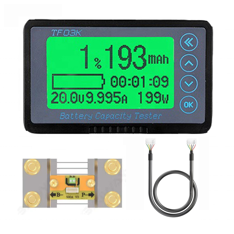 Hight Precision LiFePo/lead acid battery tester battery capacity indicator battery level indicator monitor TF03K 100V500A coulombmeter