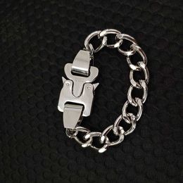 Hight Quality Alyx Hero Chain Bracelet Belts Metal Button Titanium Steel Streetwear Alyx Necklace Accessoires Q0717