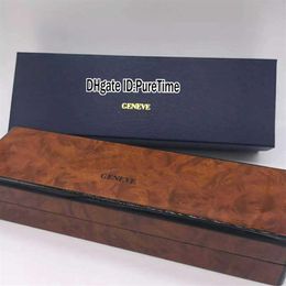 Hight Quality FMBox Brown FM Wooden Watch Box Hele originele heren dames Watchbox met certificaatkaart Geschenk papieren tas Pureti191d