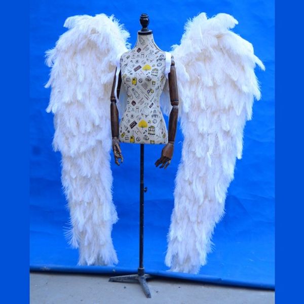 Ailes d'ange luxueuses en plumes d'autruche de haute qualité, ailes de fée blanches, beaux accessoires de décoration pour Grand événement de mariage, livraison gratuite