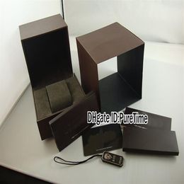 Caja de reloj marrón nueva de alta calidad Caja de reloj para mujer para hombre original completa con tarjeta de certificado Bolsa de papel de regalo gcBox Cheap Pureti326a
