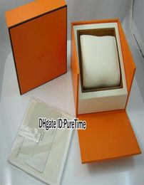 Boîte de surveillance orange de qualité de qualité entière Original Boîte de montre pour femmes pour hommes Original avec carte de certificat Sacs en papier H Box PureTime311o9985452