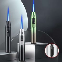 Hight Quality En forme de stylo rechargeable Single Jet Spit Gun Fire Fireproofroproof Blue Flame Torch Cigars Light