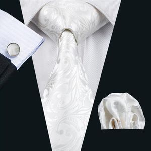 Cravate en soie tissée de haute qualité pour hommes Cravate en soie florale beige pour hommes Cravates de marié de mariage d'affaires avec boutons de manchette et Hanky261s