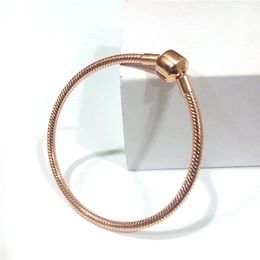 HIGT kwaliteit luxe mode 18 k rose gouden armbanden originele doos voor Pandora Sytle charme kralen 925 zilveren slang ketting armband vrouwen sieraden