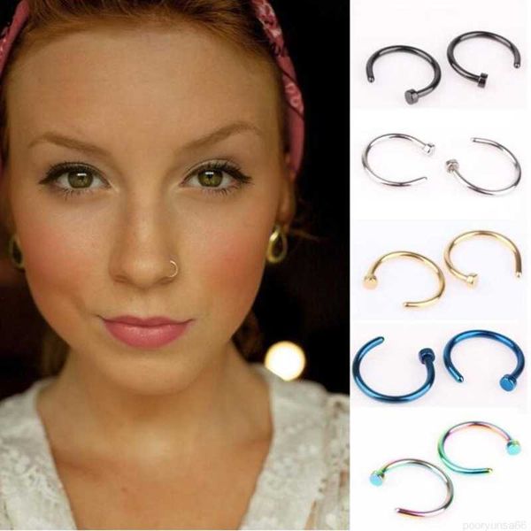 Hihpop fashion Délicat Faux Septum Médical Titane Anneau De Nez Piercing Argent Or Corps Clip Cerceau Pour Femmes Filles Nez Goujons Anneaux Bijoux Cadeau Punk style de rue