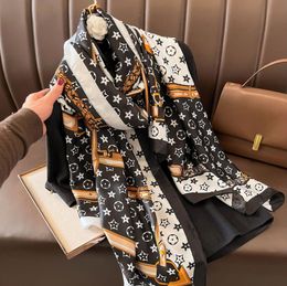 Hijab mode foulards soie printemps mousseline de soie rayure fleur impression serviette de plage écharpe pour concepteur femmes fille crème solaire écharpe