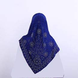 Hijabs 105*105 cm cuadrado Hijab gasa bufandas diamantes de imitación diadema para mujeres musulmanas moda pañuelos Ramadán velo Islam ropa 230626
