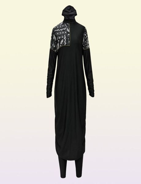 Hijabs Arrivée Swimwear musulman élégant 3 pièces longues robe Suite de natation Muslimah Swimsuit Islamic 2209238648203