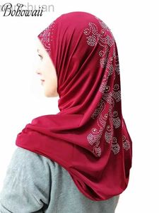Hijabs bohowaii ramadan jersey motorkap haiab femme musulman khimar abaya islam diamanten tulband instant sjaal voor moslimvrouwen d240425