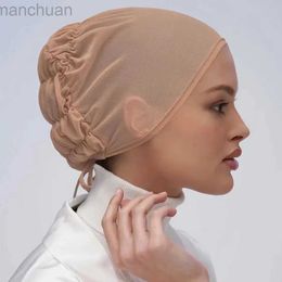 Hijabs respirant hijab Undercap Summer Headcourne de capuche instantanée Hijabs pour femmes Turbans musulmans Cap mince Femmes musulmanes Hijab D240425
