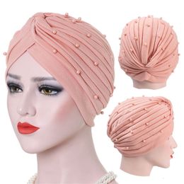 Hijab cotone solido pieghe perla turbante musulmano sciarpa donne islamico interno hijab caps arabo avvolgere testa femme musulman turbante mujer 230426