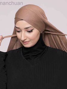 Hijabs Cris cross front hijab foulard modal jersey hijab musulman instantané hijab back headwrap femmes musulmanes voile châles Ramadan Islam D240425