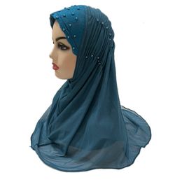 Hijaabs Dubbellaags Mesh Kralen Hijab Tulband Moslim Vrouwen Instant Sjaal Amira Sluier Mode Hoed Islamitische Sjaals Wrap Pull Op cap 230626