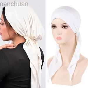 Hijabs fahion moslim hijab caps dames hoofddoek hoed chemo hoeden haarverzorging vaste kleur tulband motorkap verstelbaar d240425