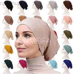 Hijabs mode moslim hijab caps solide onderstreping vrouwen sluieren modaal katoen hijab moslim sjaal sjaal turbans hoofd dames hijabs hoed islamitische d240425