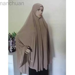Hijabs mode musulman hijab fou surdimensize 120x110cm khimar islam headscarf hijab fémme musulman jersey turban d240425
