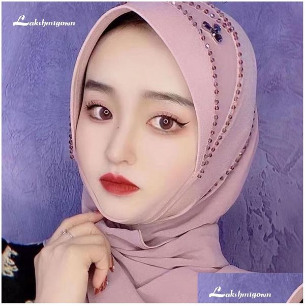 Hijabs Gaze Capot Couture Autour De L'écharpe Mode Bord Dur Retour Hijab Musulman Voiles De Mariée Accessoires 230509 Livraison Directe Chapeaux Sc Dhchl