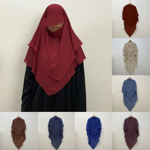 Hijabs islamitische kleding Lang Khimar Gebedkleding Chiffon Women Plain HeadCover Moslimhoofddoek Niqab Ramadan Eid Hoofddress240403