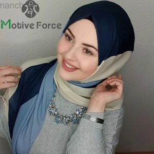 Hijabs Écarpe islamique Femmes Luxury Blue mousseline Hijab Abaya Hijabs pour femme Abayas Jersey Robe musulmane Turbans tête enveloppe instantanée D240425