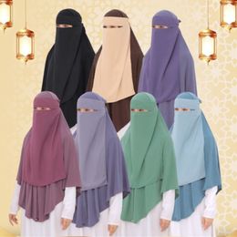 Hijabs velo islámico Fask cubierta Niqab Hijab musulmán Nida una capa árabe largo Khimar cabeza bufanda Ramadán ropa modesta oración Burqa Hijab 230626