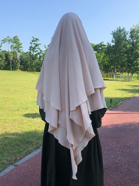 Hijabs Long Khimar Headband Bufanda Embalaje 2Layer Crepe Voile Mujeres Moda musulmana Ramadan Oración Diadema Venta al por mayor Ropa islámica 230512