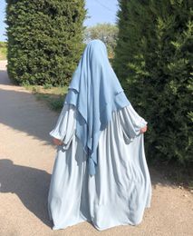 Hijabs Long Khimar Hijab Écharpe Wrap 2 Couches Crêpe Voile Femme Musulman Musulman Mode Ramadan Prière Hijabs En Gros Vêtements Islamiques 230609