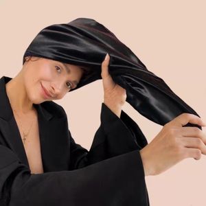 Hijabs Luxury Pure Silk Hair Bonnet For Sleeping 100 Mulberry Silk Sleep Night Cap Long Hair Silk Turban Big Volume Curly Hair Headwrap 230511