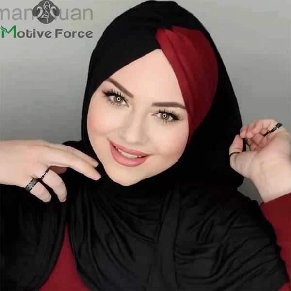 Hijabs musulmán bufanda negra seda abaya hijab ramadan jersey luxury hijabs para mujer abayas turban turban Head instantánea D240425