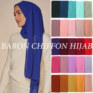 Hijabs Musulman Bulle En Mousseline De Soie Hijab Écharpe Femmes Couleur Unie Doux Longs Châles Et Wraps Georgette Tête Foulards Dames Hijabs 230426